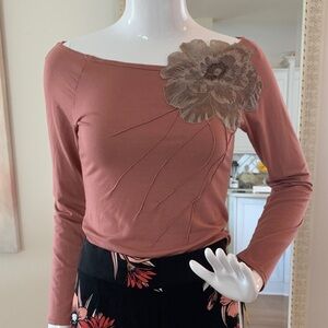 Spool 72 Dusty Rose Long Sleeve with Floral Applique